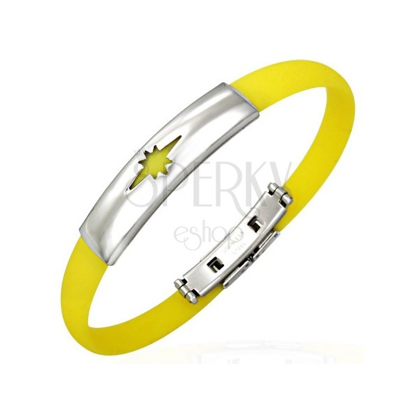 Rubber bracelet, star - yellow