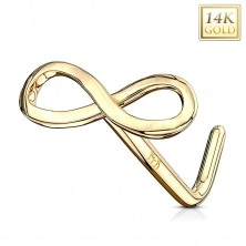 Nose piercing made of 14K yellow gold - shiny infinity sign
