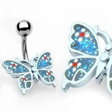 Butterfly navel ring with flowers