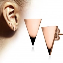 Stud earrings made of stainless steel, flat triangle, shiny smooth surface
