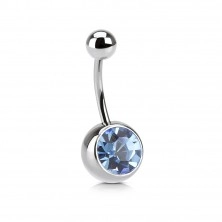 Belly button ring with big Swarovski crystal