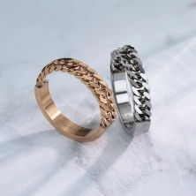 Stainless steel band in copper colour with a chain pattern, 4 mm
