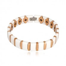 Wolfram-ceramic magnetic bracelet in white and copper colour