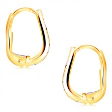 585 gold earrings - stripe with lines made of white gold