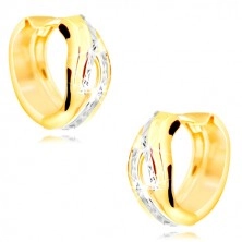 Combined 585 gold earrings – circles, two lines fading into one another