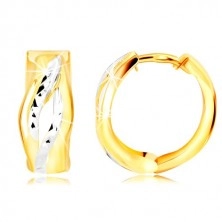 Combined 585 gold earrings – circles, two lines fading into one another