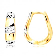 Combined 585 gold earrings - horseshoe, widening strip