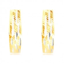 Combined 585 gold earrings - widening strip with notches