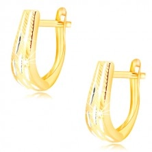 Combined 585 gold earrings - widening strip with notches