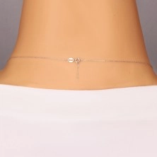 Necklace of white 375 gold - thin chain, glossy circle with zircon