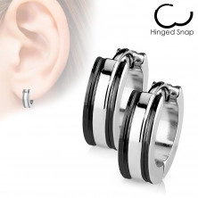 Stainless steel earrings in silver colour - stripes on the outline