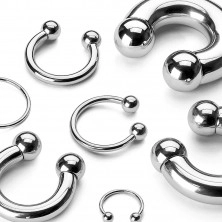 Steel piercing - glossy horse-shoe, simple finish, balls, width 6 mm