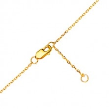 14k gold bracelet - fine glossy chain, semilunar inlaid with zircons