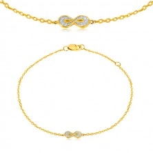Bracelet of 585 gold - symbol of eternity with tiny round zircons