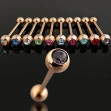 Piercing in gold colour with colourful zircon