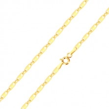Yellow 14K gold chain - oval and oblong rings with rectangle, 550 mm