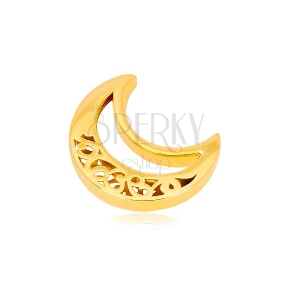 585 gold pendant - half-moon with ornaments, crestentic notch