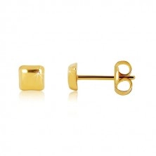 375 gold earrings - simple square with glossy surface
