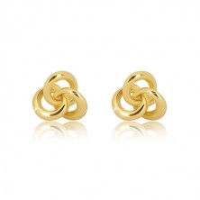 Earrings made of 375 yellow gold - knot made of three shiny circles