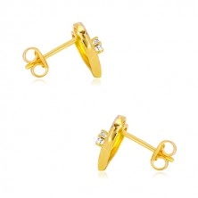 Earrings in 14K combined gold - heart contour, INFINITY symbol, zircon
