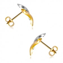 Earrings in 585 combined gold - shiny bicolour waves, studs