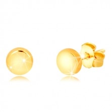 Stud earrings in 9K yellow gold - simple circle with shiny surface