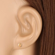 Stud earrings in 9K yellow gold - simple circle with shiny surface