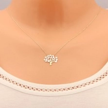 Necklace in 14K combined gold - tree of life with heart leaves