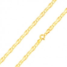 14K gold bracelet - elongated eyelets with a rectangle, eyelets with radial cuts, 200 mm