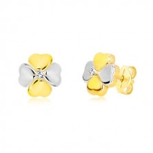 Brilliant earrings of combined 585 gold - symbol of happiness with diamond