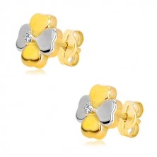 Brilliant earrings of combined 585 gold - symbol of happiness with diamond
