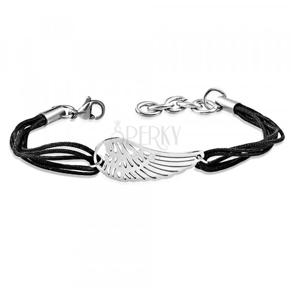 Cord bracelet made of steel – decoratively carved angel wing