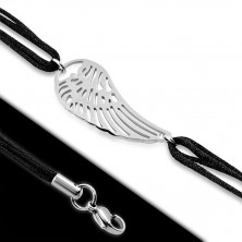 Cord bracelet made of steel – decoratively carved angel wing