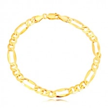 585 gold bracelet – elongated eyelet with widened edges, three oval eyelets, 210 mm