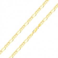 585 gold bracelet – three oval eyelets, elongated eyelet with widened edges, 180 mm