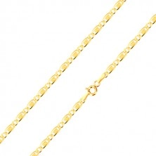 14K yellow gold bracelet - oval eyelet, elongated eyelet with grid, 190 mm