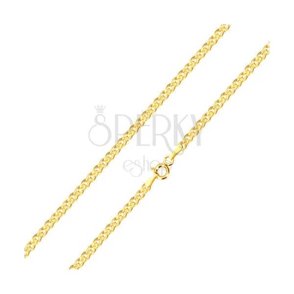 Yellow 375 gold chain - elliptical and oval ring within, 450 mm