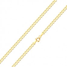 Yellow 375 gold chain - slightly arris hexagonal rings, 500 mm