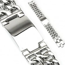 Massive steel bracelet - chains with ID plate