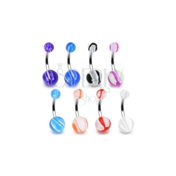Ball belly ring - various colours combined with white