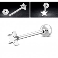 Steel ear tragus piercing - ball and star of silver colour