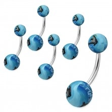 Steel belly piercing - FIMO balls with ocean motif, fish