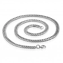 Stainless steel glossy chain - oblong rings twisted into spiral, 7,5 mm