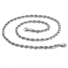 Spiral chain made of steel, silver colour, oval eyelets, 450 mm