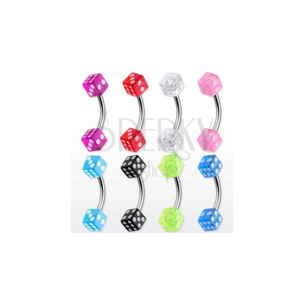 Eyebrow ring - colourful game dices