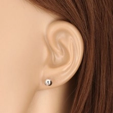 9K white gold earrings - glossy ball, studs, 6 mm