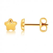 Yellow 9K gold earrings - glossy star with five points, studs
