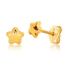 Yellow 9K gold earrings - glossy star with five points, studs