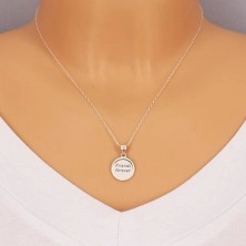 925 silver pendant - circle with engraved edge, inscription "Friends forever"