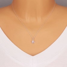 925 silver pendant - symmetric heart and glittery zircon contour